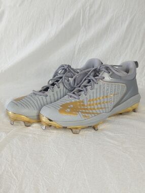New Balance FuelCell 4040v6 Trophy Baseball Cleats Silver Gold Gray Metal Sz 8.5